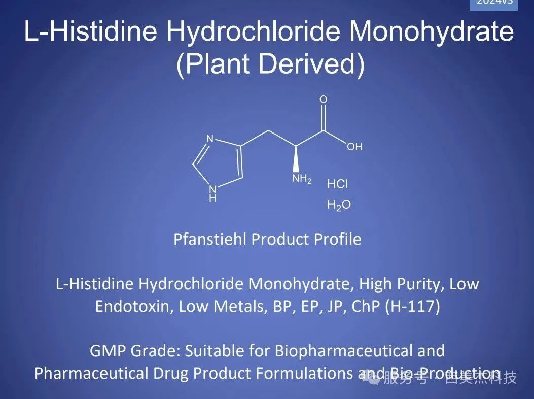 喜訊！Pfanstiehl 注射級鹽酸組氨酸 (H-117) CDE登記號已激活轉A！